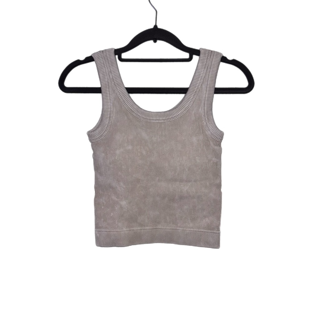 Stone Washed Ribbed Tank Crop Top Zenana L/XL